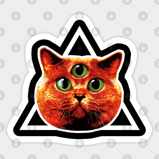 46 Magical Red Cat Triangle 3 three Eyes Sticker by Margarita7